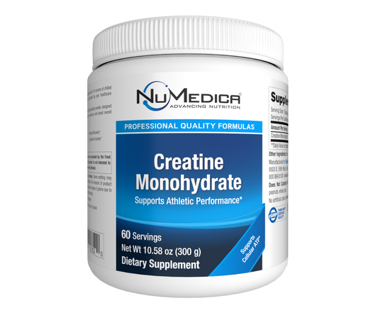 NuMedica Creatine Monohydrate supplement container on a white background